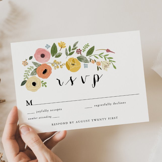 Carte Bohème Vintage Floral RSVP (Créateur téléchargé)