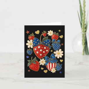 Carte Boho 4 juillet Preppy Strawberry, États-Unis patri