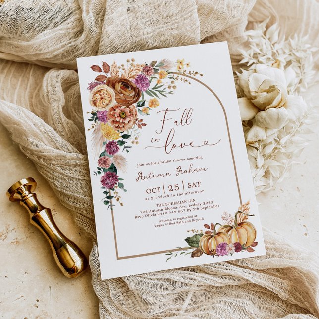 Carte Boho Arch Citrouille tomber dans la Fête des marié (Créateur téléchargé)