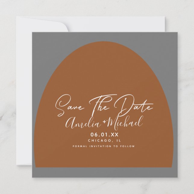 Carte Boho Arch moderne Formes organiques Gris Enregistr (Devant)