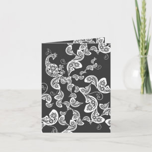 Carte Boho Blanc Paisley Peacock élégant Art Déco Floral