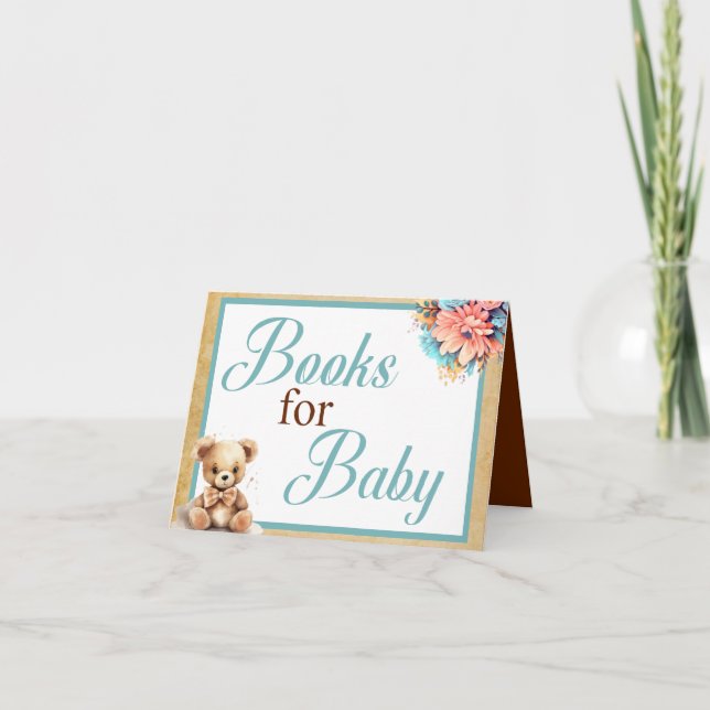 Carte Boho Blue Bear Baby shower Livres pour bébé (Devant)