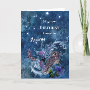 Carte Boho Blue Zodiac Aquarius Constellation Anniversai