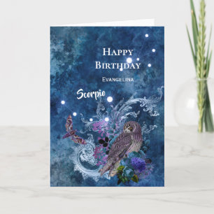 Carte Boho Blue Zodiac Scorpio Constellation Anniversair