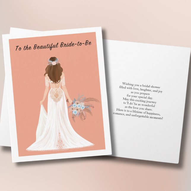 Carte Boho Brunette Bride Fête des mariées Félicitations (Créateur téléchargé)