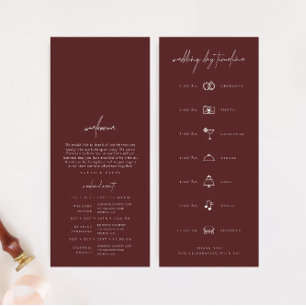 Carte Boho Burgundy Jour de Mariage moderne Timeline
