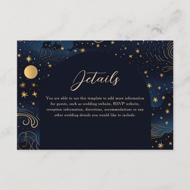 Carte Boho Celestial Mariage Détails (Devant)