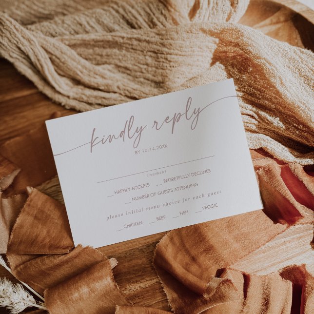 Carte Boho Chic Blush Rose Menu Choix Carte RSVP (Créateur téléchargé)