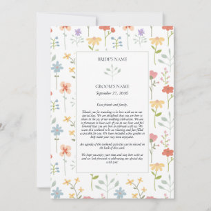 Carte Boho Chic Fleur sauvage Floral Mariage Itinéraire