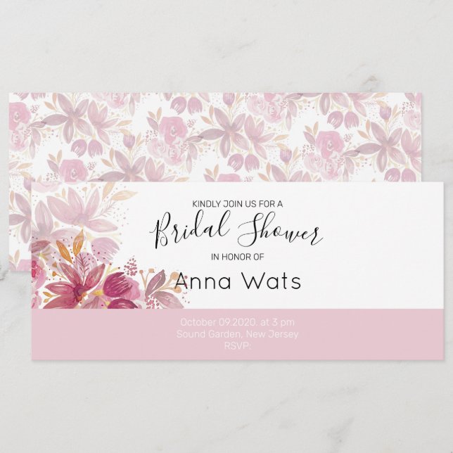 Carte Boho Chic Terracotta Blush Floral (Devant / Derrière)