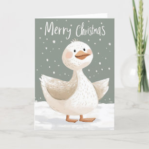 Carte Boho Duck in Snow Christmas Card
