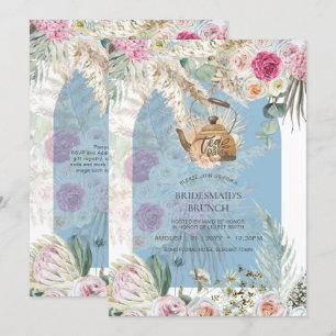 Carte BOHO Dusty Blue Pampas Grass TEA PARTY Douche