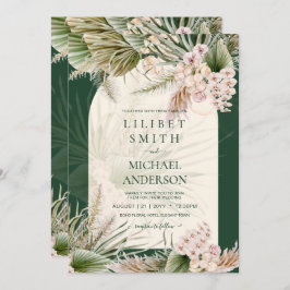 Carte BOHO Emerald Green Pampas Grass Mariage