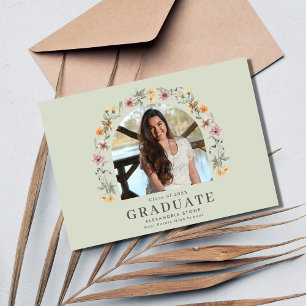 Carte Boho Fleur sauvage Diplôme du lycée numérique