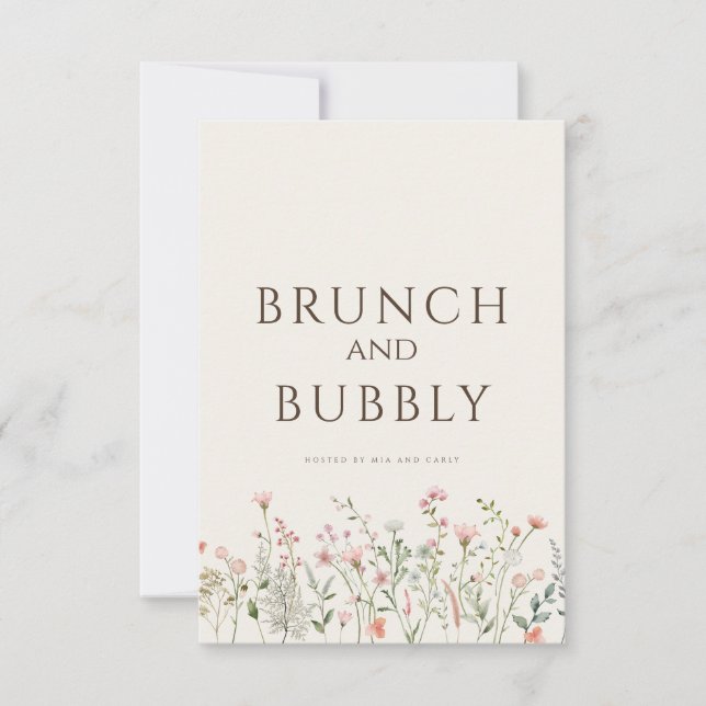 Carte Boho Fleur sauvage Fête des mariées beige si (Devant)