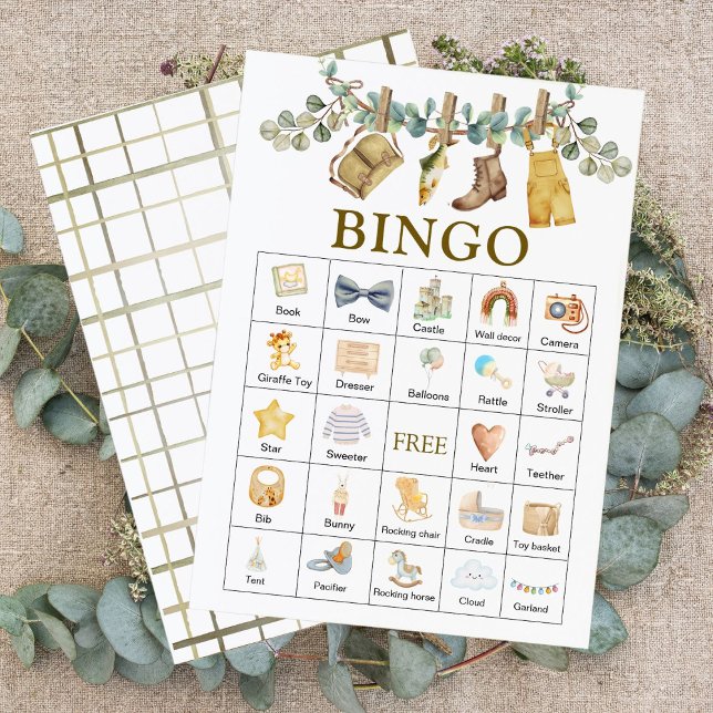 Carte Boho Floral Little Fisherman Baby shower Bingo (Créateur téléchargé)