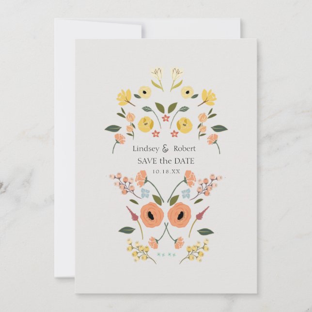 Carte Boho Floral Wedding Enregistrer la date (Devant)