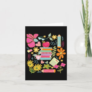 Carte Boho Flower Livre enseignant Apple Pencil Funny Re