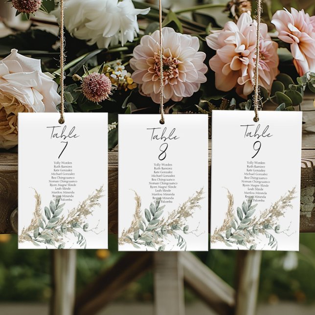 Carte Boho greenery table number seating chart cards (Créateur téléchargé)