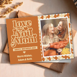 Carte Boho Love You Mom Photo personnalisée Fête des mèr