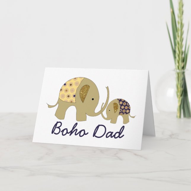 Carte Boho Papa, Gold Elephant (Devant)