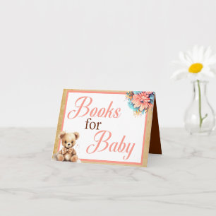Carte Boho Pink Bear Baby showers Livres pour Baby Card