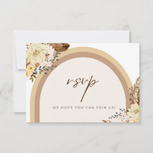 Carte Boho RSVP couleur neutre florale