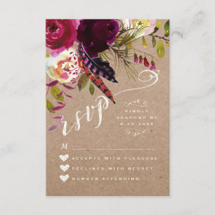 CARTE   Boho rustique floral élégant Papier