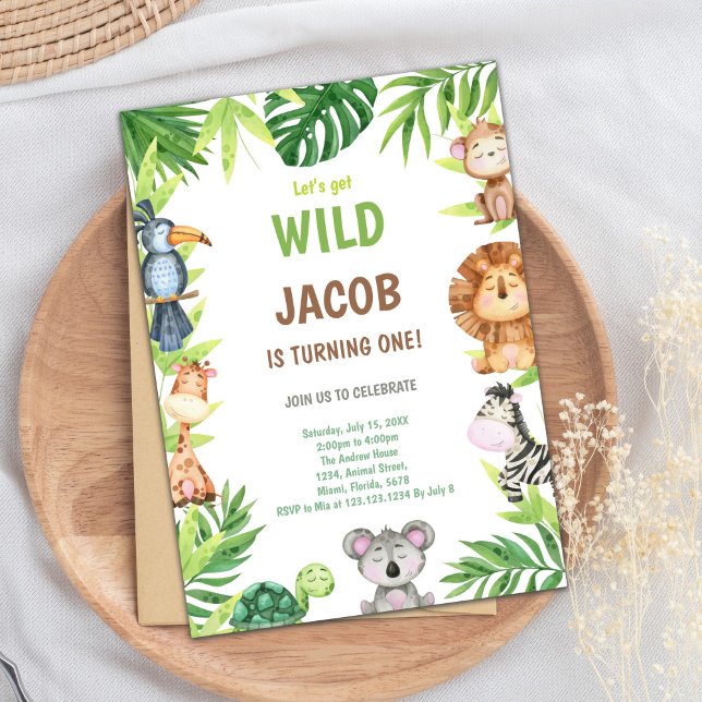 Carte Boho Safari Jungle 1er Anniversaire (Wild One Birthday Invitations)