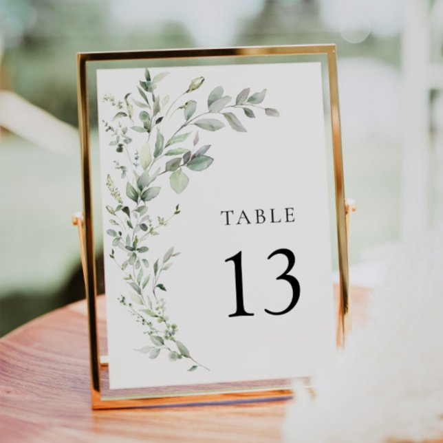 Carte Boho Sage Greenery Botanical Mariage Numéro de tab (Table number)