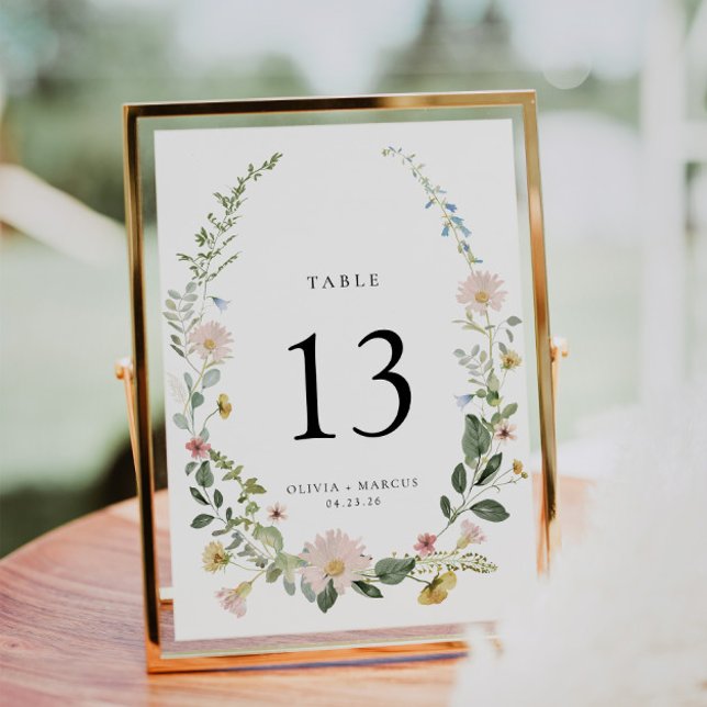 Carte Boho Spring Fleur sauvage Garden Wedding Numéro de (Wedding Table Number)