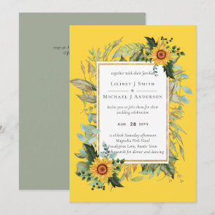 Carte Boho Sunflower Sage Mariage de verdure