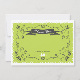 Carte Boho Swirls, Curls, une bannière & Lovebirds Maria