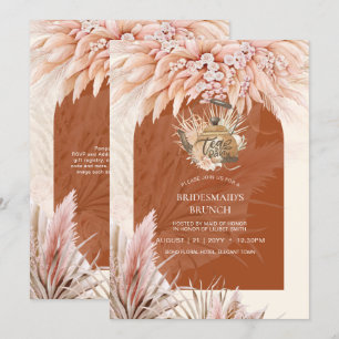 Carte BOHO Tea Party Fête des mariées Pampas Grass