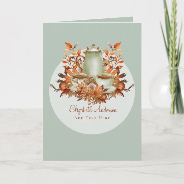 Carte Boho Terracotta Sage Tea Party Floral TOUT ÉVÉNEME (Devant)