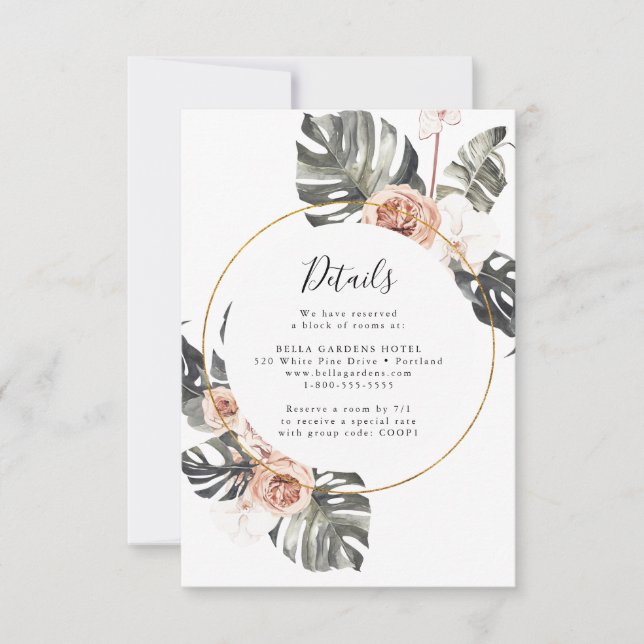 Carte Boho Tropical Floral Mariage Détails (Devant)