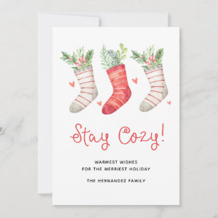 Carte Boho Vibe Stay Cosy Christmas Card with Stockings