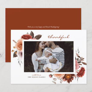 Carte Boho Watercolor Automne Fleurs Photo Thanksgiving