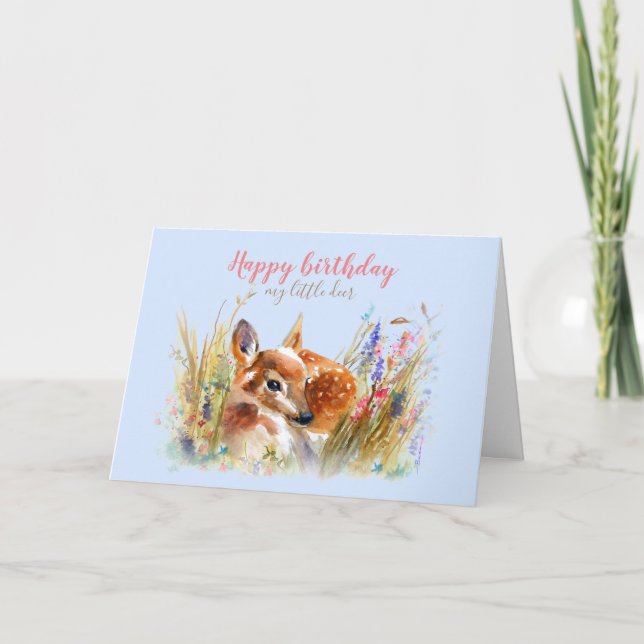 Carte Boho Watercolor Bébé Deer Salutation (Devant)