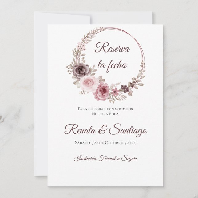 Carte Boho Wedding Enregistrer la date (Devant)