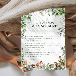 Carte Boho Woodland Green Qui Connaît Mommy Meilleur Jeu