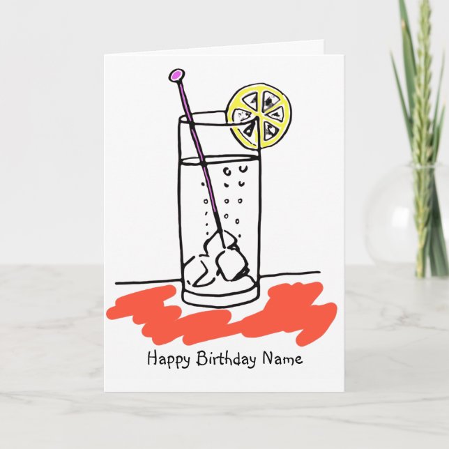 Carte Boire dans un verre anniversaire (Devant)