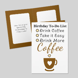 Carte Boire plus de café blanc marron anniversaire