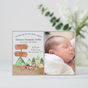 Carte Bois Animaux Camping Personnalisé Nouveau bébé Pho