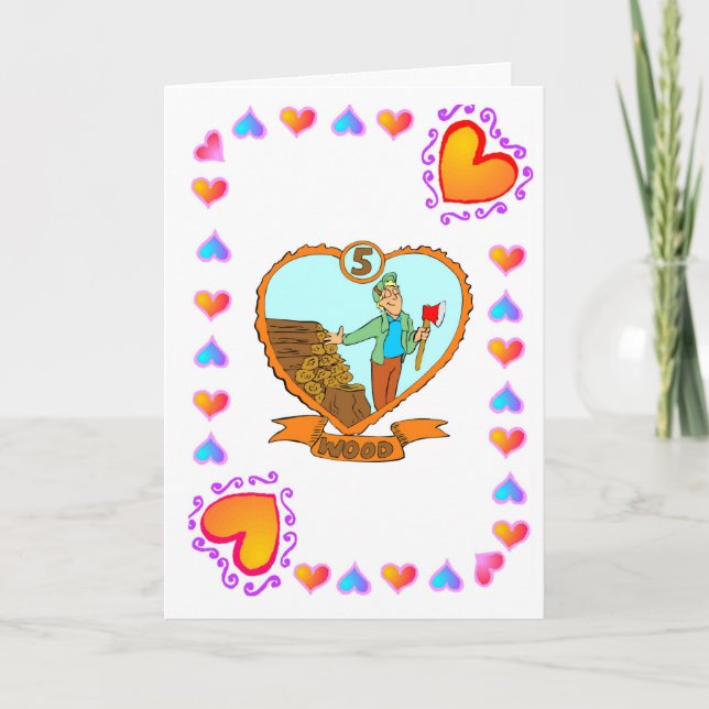 Carte Bois du 5e anniversaire (Devant)