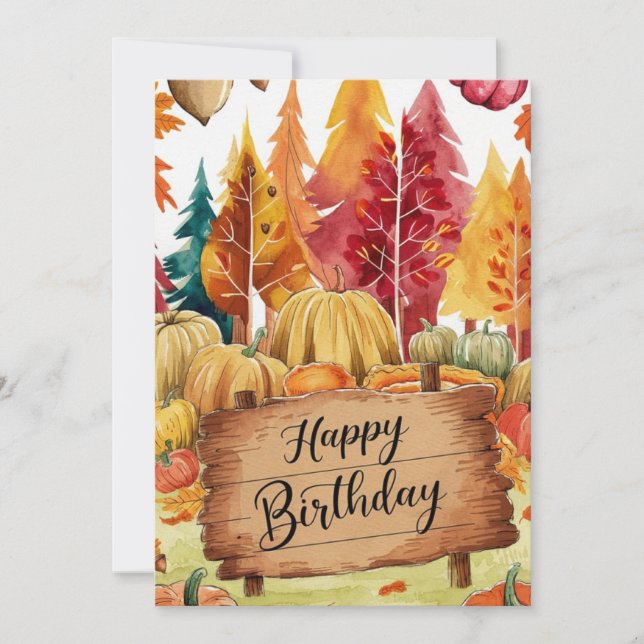 Carte Bois magiques citrouilles Automne Automne Happy An (Devant)
