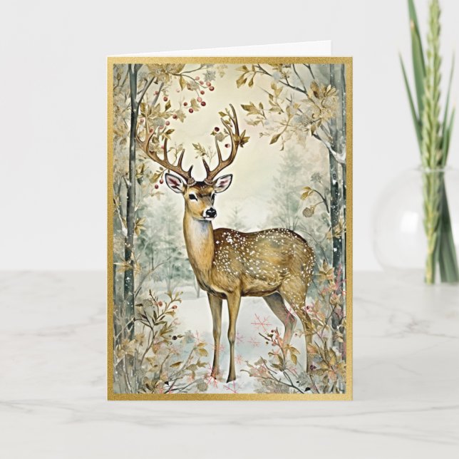 Carte Bois majestueux aux cerfs dorés (Devant)