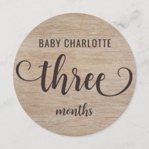 Carte Bois rustique 3-4 Mois Bébé Jalon Signal