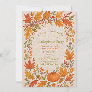 Carte bois rustique & hygge feuille fête de grâces