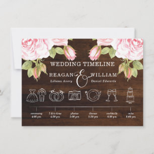 Carte Bois rustique Lumières Rose Mariage Timeline